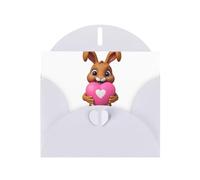 White WHJSHOP Brown Rabbit Love Prints Biglietto di auguri - Carta perlescente di alta qualità a doppia faccia effetto perla con fibbia d'amore busta di carta perlata