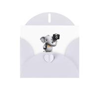 White WHJSHOP Elephant con fotocamera sul retro Stampe biglietto di auguri - Carta perlescente di alta qualità a doppia faccia effetto perla Love Buckle busta di carta perlata