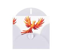 White WHJSHOP Fire Phoenix Flying in the Starry Sky Prints, biglietto di auguri, carta perlescente di alta qualità, double face, effetto perlato, busta di carta perlata