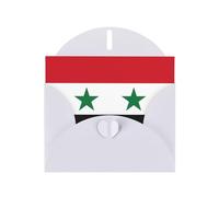 White WHJSHOP Flag of the Sirian Araba Republic Prints biglietto di auguri - Carta perlescente di alta qualità a doppia faccia effetto perla con fibbia d'amore busta di carta perlata