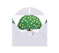White WHJSHOP Flower Bicycle under the tree Prints, biglietto di auguri - Carta perlescente di alta qualità su entrambi i lati, effetto perlato, busta di carta perlata con fibbia d'amore