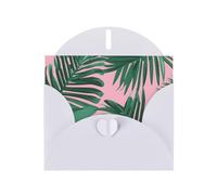 White WHJSHOP verde palma foglie rosa stampe biglietto di auguri - High-End carta perlescente double face effetto perla Love Buckle busta di carta perlato