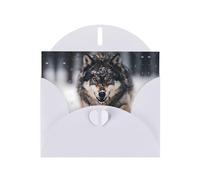 White WHJSHOP Wolves Prints Biglietto di auguri - Carta perlescente di alta qualità a doppia faccia effetto perla con busta di carta perlata