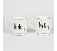 White WIFEY e HUBBY-SET di tazze, 2 pezzi, ideale come regalo di matrimonio per la sposa e lo sposo