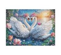 White Wing White Swans Puzzle 500 Pezzi Per Regalo Di Capodanno Cartone Di Alta Qualità Per Famiglie Pool Lotus Flora Per Riunioni Festive Con Poster Incluso Migliore Vendita 500 PCS