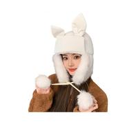 (White) Winter Warm Plush Liner Caps for All Age Rabbit Ears Hat Outdoor Activity Windproof Ear Flap Hat for Mountain Climbing Yellow