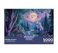 White Wolf 1000 Pieces Moonlight Scenery Jigsaw Puzzles For Adults Challenging Game Stress Relieving Entertainment Cultivate The Spirit of Teamwork For Adults Gifts 38x26cm/1000pcs