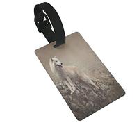 White Wolf at The Night 2 PC Etichette per bagagli in PVC Privacy Cover Etichette per bagagli in silicone Etichette per valigie da viaggio Accessori da viaggio