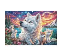 White Wolf Family Forest Wildlife Wild Nature Puzzle 1000 Pezzi Idea Regalo Figlio Gioco Educativo Creativo Ragazzi Rilassamento Pressione Ridotta A Scuola 1000 PCS