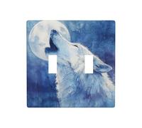 White Wolf Howling at The Moon - Placca per luce a doppia banda, decorazione da parete, dimensioni standard, 11,4 x 11,4 cm