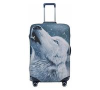White Wolf Howling in A Snowstorm - Copribagagli da viaggio elastico, antipolvere, antigraffio, adatto per valigie da 56-61 cm