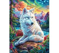White Wolf in A Snowy Mountain Valley Puzzle 500 Pezzi Giochi Da Tavolo Intelligenti Science Fiction Magical Dream Familiare Sfida Logica Per Adulti Rilassamento Pressione Ridotta in Casa 500 PCS