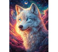 White Wolf in A Starry Sky Puzzle 500 Pezzi Rompicapo Per Team Building Science Fiction Magical Dream Attività Di Gruppo Collaborazione E Divertimento Regalo Festa Aziendale 500 PCS