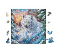 White Wolf Mountain Puzzle 100 Pezzi Per Attività Scolastiche Cartone Spesso Per Bambini Miglioramento Coordinazione Per Educazione Artistica Qualità Garantita 28x28cm