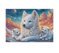 White Wolf Puppies Sunset Cloud Puzzle 300 Pezzi Sfida Impossibile Adulti Rompicapo Difficile Per Amanti Del Puzzle Intelligenza E Pazienza Regalo Per Lui 300 PCS