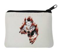 White Wolf Slashing Art - Portamonete in neoprene, 10 x 11 cm, colore: Bianco