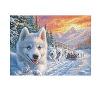 White Wolf Snowy Sunset Puzzle 500 Pezzi Relax E Meditazione Rompicapo Mindfulness Attività Per Il Benessere Riduzione Dell'ansia Regalo Per Tutti 500 PCS