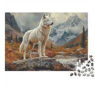 White Wolf Standing 1000 Pezzi Cartone Spesso Puzzle Classico Coppia Partner Allenamento Del Cervello Decorazione Murale Idea Regalo 70x50cm/1000pcs