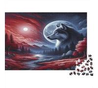 White Wolf Standing on Stone Pedestal Under Cosmic Ring Jigsaw Puzzle Impossibili 1000Pcs Decorazione Per La Casa. Giochi Rilassamento E Intelligence Per Adulti E Ragazzi Da 14 Anni 52x38cm/1000pcs
