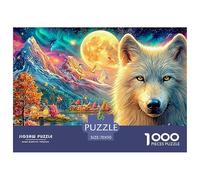 White Wolf Stares near Mountain And Moon Puzzle Da 1000 Pezzi Cool Wolf Giochi Di Puzzle Per La Famiglia Per Tutte Le Età 70x50cm/1000pcs