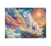 White Wolf Sunset Mountain Puzzle 500 Pezzi Relax E Intelligenza Familiare Gioco Per Adulti E Ragazzi Rilassamento Pressione Ridotta Idea Regalo Per Figlio 500 PCS