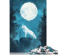 White Wolf Under Full Moon Jigsaw Puzzle Impossibili 1000 Pezzi Decorazione Per La Casa. Rilassamento E Intelligence Per Adulti E Bambini Da 12 Anni 1000pcs (75x50cm)