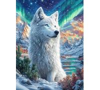 White Wolf Under The Northern Lights Puzzle 500 Pezzi Rompicapo Per Team Building Fairy Tale Scenery Cartoon Attività Di Gruppo Collaborazione E Divertimento Regalo Festa Aziendale 500 PCS
