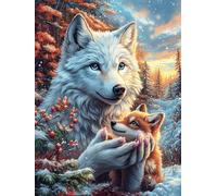 White Wolf with A Cub in The Mountains Puzzle 1000 Pezzi Giochi Da Tavolo Per Coppie Science Fiction Magical Dream Attività Condivisa Rilassamento E Complicità Regalo Per Anniversario San Valentino 10