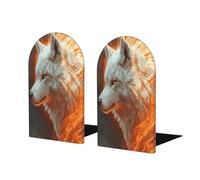 White Wolfs Fire Fantasy Fermalibri per mensole 2 pezzi in legno fermalibri organizer per biblioteche per casa ufficio