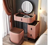 White Wooden Vanity Desk with Adjustable Brightness Mirror for Bedroom and Dressing Room Ideal for Girls and Women