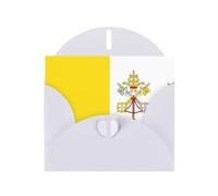 White YYHWHJDE - Biglietto d'auguri con immagine bandiera del Vaticano, 15,2 x 10,2 cm, con effetto perlato su entrambi i lati e inchiostro ecologico