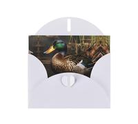 White YYHWHJDE - Biglietto d'auguri con immagine di anatra reale 15,2 x 10,2 cm, con effetto perlato su entrambi i lati e inchiostro ecologico