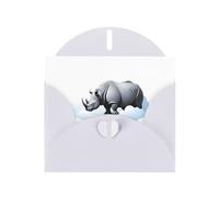 White YYHWHJDE - Biglietto d'auguri con stampa di rinoceronte tra le nuvole, 15 x 10 cm, design unico e alla moda per varie occasioni