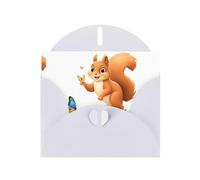 White YYHWHJDE - Biglietto di auguri con motivo scoiattolo che insegue farfalle, 15 x 10 cm, design unico e alla moda per varie occasioni