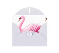 White YYHWHJDE - Biglietto di auguri con stampa di cigno rosa che cammina lentamente vicino al fiume, per Natale, compleanno, San Valentino, anniversario di matrimonio e feste
