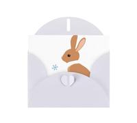 White YYHWHJDE - Biglietto di auguri con stampa di coniglietti e fiocchi di neve, per Natale, compleanno, San Valentino, anniversario di matrimonio e feste