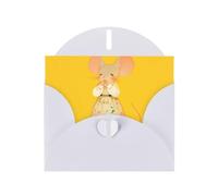White YYHWHJDE - Biglietto di auguri con stampa di topolino timido, 15 x 10 cm, design unico e alla moda per varie occasioni