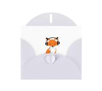 White YYHWHJDE - Biglietto di auguri con volpe rossa che ascolta la musica, per Natale, compleanno, San Valentino, anniversario di matrimonio e feste