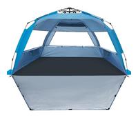 WhiteFang Deluxe XL Pop Up Tenda da spiaggia parasole per 3-4 persone, protezione UV, pavimento estensibile con 3 finestre di ventilazione più borsa per il trasporto, pali e tiranti (blu tinta unita)