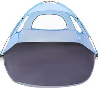 WhiteFang Tenda da spiaggia portatile anti-UV per 6 persone, pavimento estensibile con 3 finestre in rete di ventilazione, borsa per il trasporto, pali e tiranti (blu Sierra)