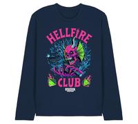 WHITELISTED Stranger Things Hellfire Neon Dice Unisex Long Sleeve T Shirt, Navy, XXL