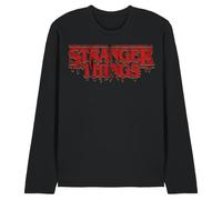 WHITELISTED Stranger Things Retro Drippy Logo Unisex Long Sleeve T Shirt, Black