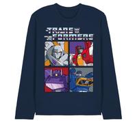 WHITELISTED Transformers Generations Retro Villainous Decepticon Grid Long Sleeve T Shirt, Navy, Medium, Marina Militare, M Unisex-Adulto
