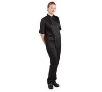 Whites Chefs Clothing A439-3XL - Giacca da cuoco unisex a maniche corte, in policotone, taglia 3XL, taglia torace 142-147 cm, nero