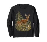 Whitetail Buck e Cervo Foresta Selvatica Pittura Maglia a Manica