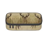 Whitetail Cervo Cervo nel deserto Grande Capacità Astuccio Cancelleria Borsa con Cerniera Ragazzi Ragazze Studenti Scuola, Nero , Taglia unica, Valigia