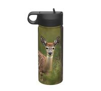 Whitetail Deer Fawn in Wilderness Stag Printing 510 g bollitore sportivo isolato portatile in acciaio inox per palestra campeggio