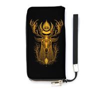 Whitetail Deer Head con simboli mistici portafoglio sottile per le donne borsa lunga carino pochette da polso borsa porta carte, Stile:, 20x10.5cm