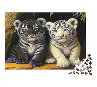 WhiteTigerCubs Puzzle da 1000 pezzi in cartone riciclato al 100% con cuccioli di tigre bianchi e neri, stimolante e rompicapo per adulti e bambini, 70x50 cm/1000 pezzi