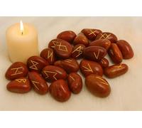 Whitewhale, set di cristalli con scritta in lingua inglese "Rune Stones", diaspro rosso
